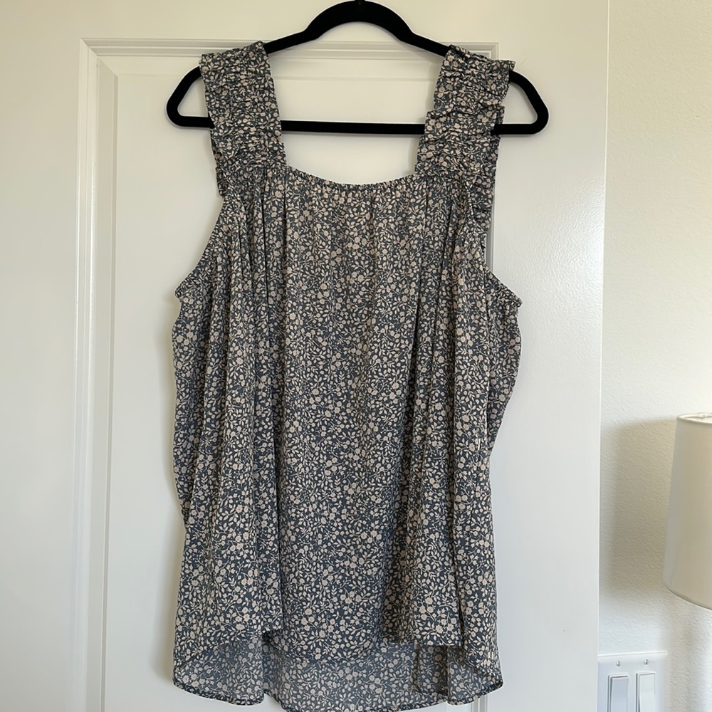 Blue Floral Blouse, Jodifl, Size L